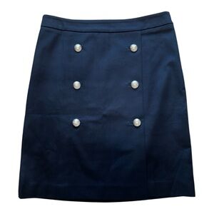 Talbots Navy Skirt with Decorative Silver Buttons size 4 petite